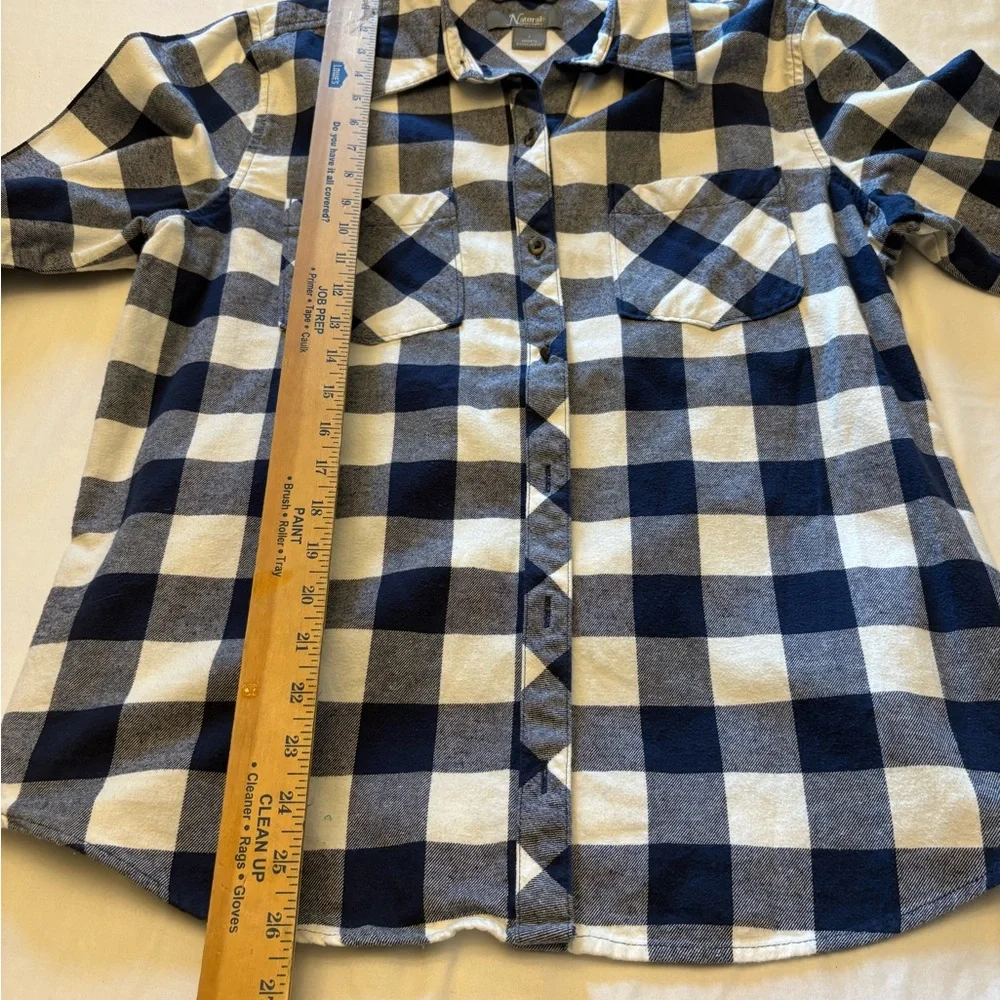 Natural Reflections 100% Cotton Blue & White Plaid Button-Down Shirt | Women’s L - Picture 6 of 7